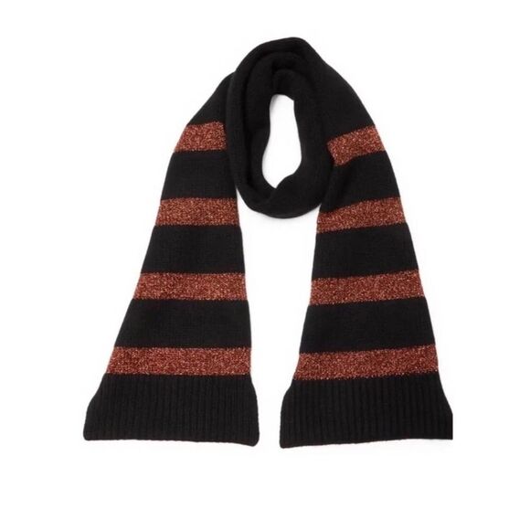NWT LA LIGNE MARIN WOOL AND CASHMERE SCARF BLACK/RUST - Picture 1 of 6